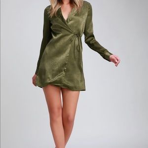 Olive Green Silk Blazer Dress